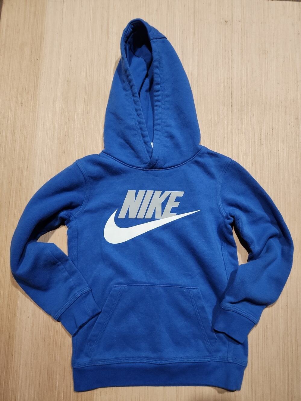 Nike Youth Boys Hoodie Sweatshirt Blue Swoosh Pullover Kangaroo Pocket Size 6